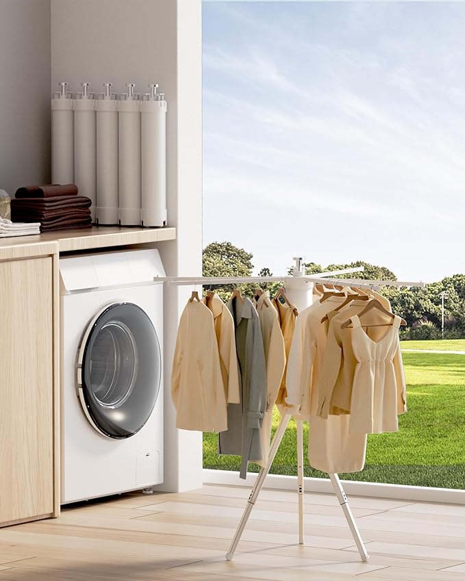 Foldable Standing Clothes Drying Rack with Multi Arms